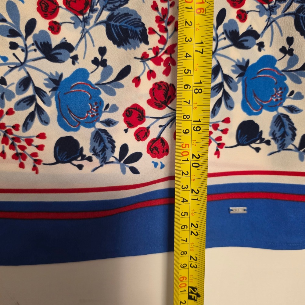 Tommy Hilfiger Floral Print Sleeveless Blouse Blue Red White Medium - Picture 4 of 8